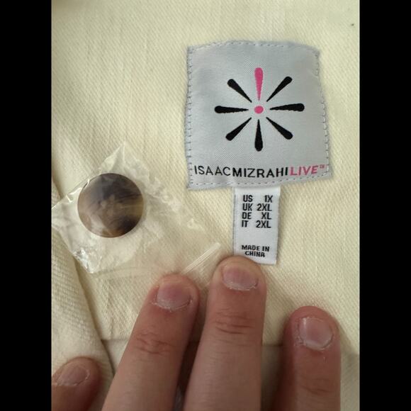 Isaac Mizrahi Live! Knit Denim Classic‎ Slimming Blazer Cream 1X NWOT Career - Picture 12 of 14